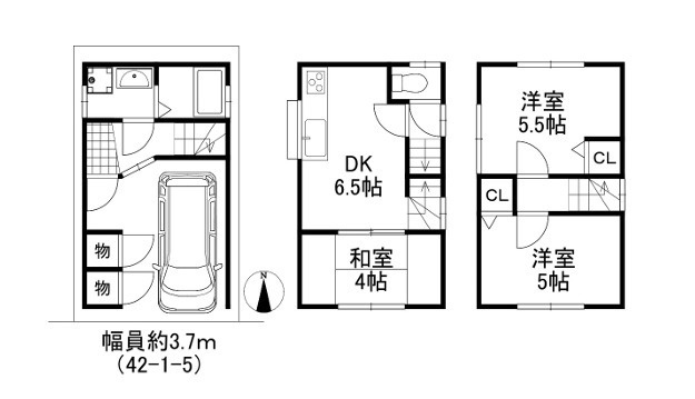 堺市東区北野田　中古戸建の間取り