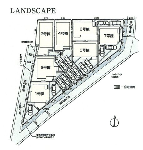 武蔵村山市神明4丁目　新築戸建全7棟の区画図