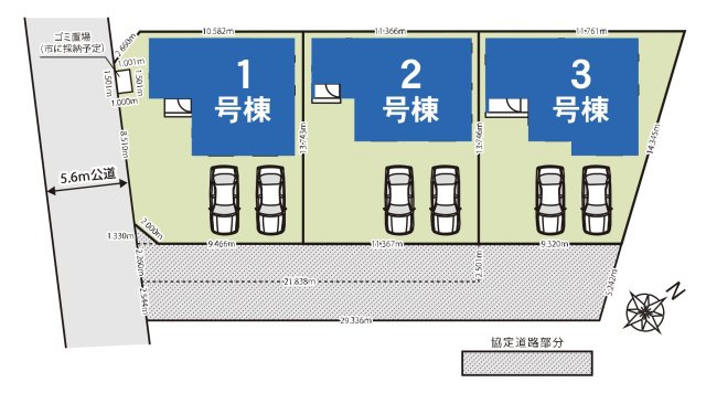 [新築住宅] 北本市中丸 6期 全3棟の区画図
