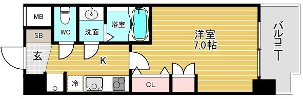 セレニテ夕陽丘アリエ　シュッドの間取り