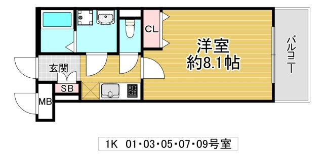 大阪市城東区放出西２丁目の賃貸マンションの間取り