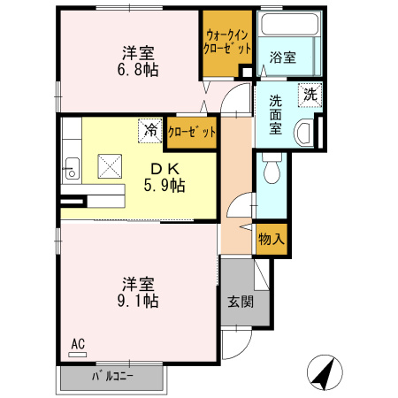 ウィット桜町の間取り ☆2DK・55.32㎡の間取り♪