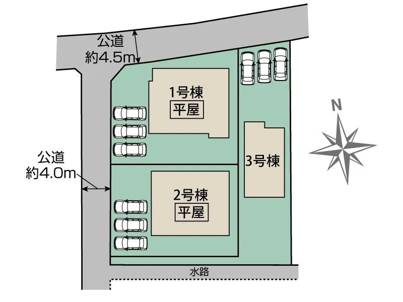 [新築住宅] 深谷市稲荷町北 全3棟の区画図