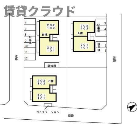 フラワーヒルズ　Bの区画図