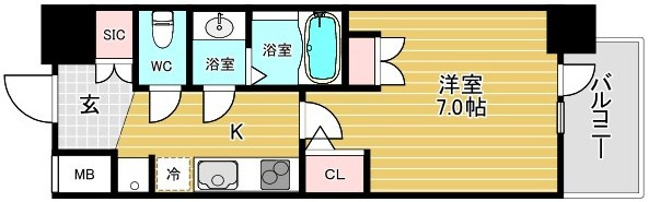 セレニテ夕陽丘アリエ　シュッドの間取り