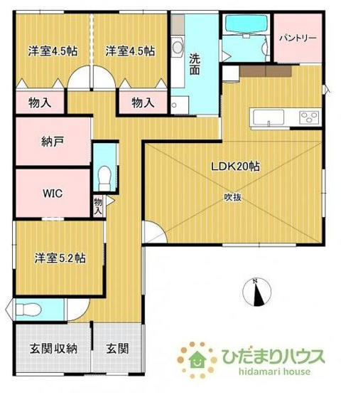 【間取り】 | 土浦市大畑　新築戸建 | パントリー完備で散らかりがちなキッチン回りもラクラクお片付けできちゃいます！