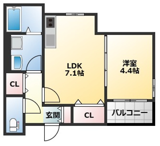 【間取り】 | セレニティ法善寺D棟