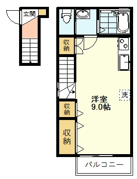 【間取り】 | コーポハイブリッジⅤ | コーポハイブリッジⅤ、1R