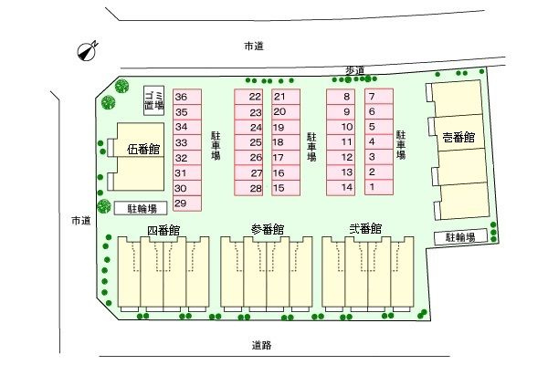 スパジオ弐番館の駐車場