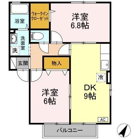 セジュール美里 B棟の間取り|☆2DK・51.69㎡の間取り♪