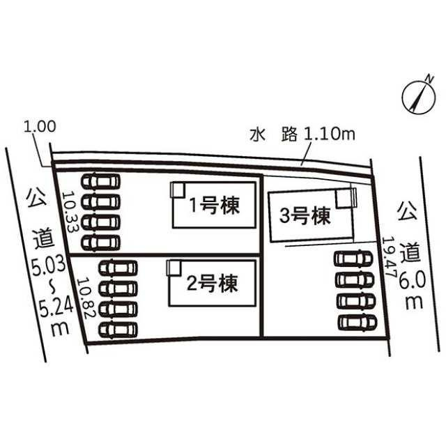 仲介手数料無料）一宮市冨田古川　２号棟の区画図