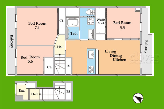 【間取り】 | 馬事公苑前ハイム2号棟 | お部屋の間取り図です。機能的な造りをご確認ください。～即日のご見学可能～　お問合せはお気軽に。