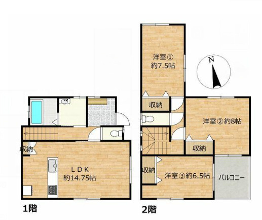 売中古戸建　中央区市野町の間取り