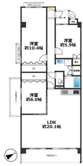 【間取り】 | グランドパレス上須磨 | 専有面積90.27平米、バルコニー面積14.32㎡平米