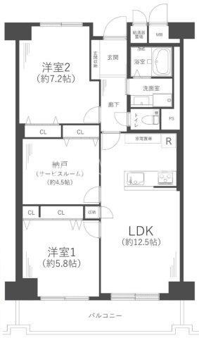 三陽ハイツ都島の間取り|2LDK+Sの物件です