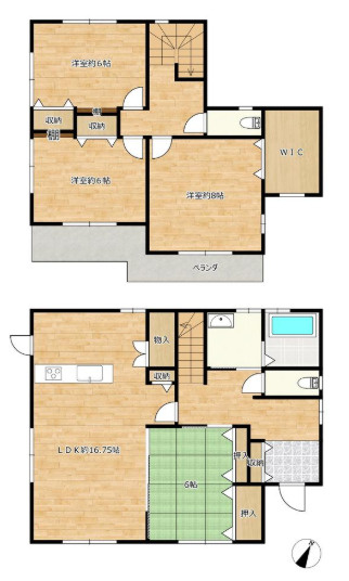 姫路市的形町福泊　中古戸建の間取り|4LDK＋WICです。
