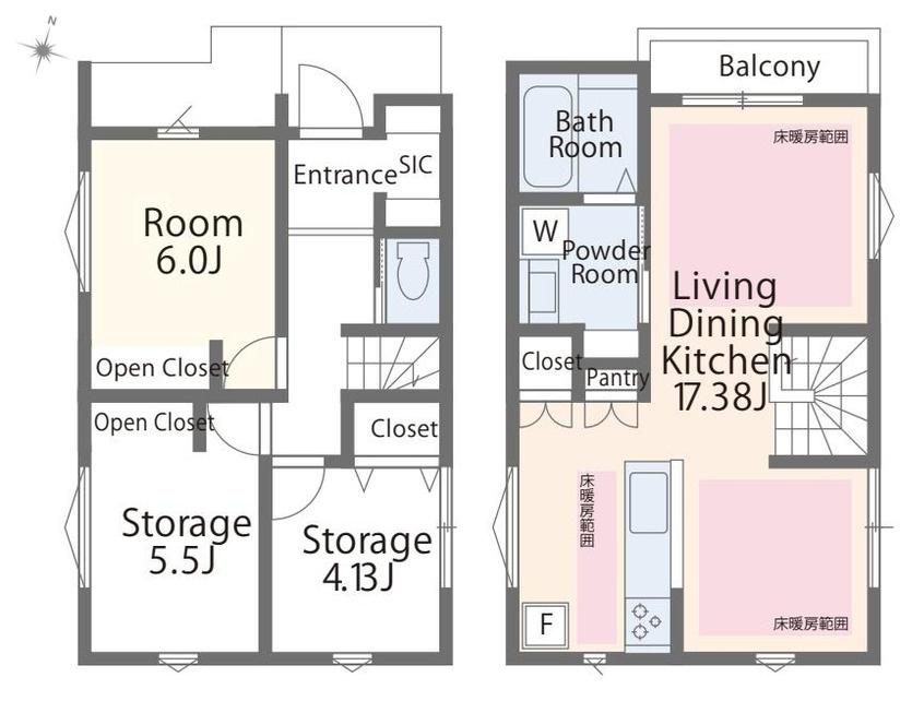 杉並区阿佐谷南1丁目　住みたい街 南阿佐谷エリア　全2棟の間取り|1LDK+2S+SIC+パントリー　敷地面積 91.18ｍ2　建物面積 74.71ｍ2