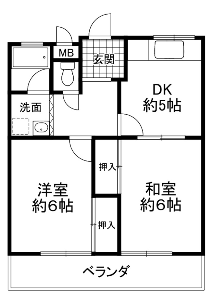マンションラージの間取り|南向きバルコニー　陽当り・通風良好