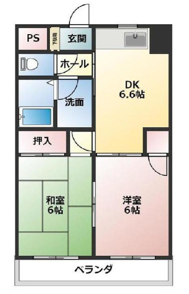 神戸市灘区徳井町５丁目の賃貸マンションの間取り