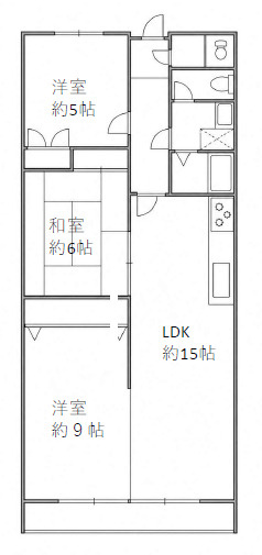 芦屋市松浜町の賃貸マンションの間取り