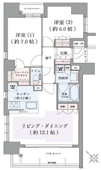 神戸市中央区栄町通５丁目の賃貸マンションの間取り