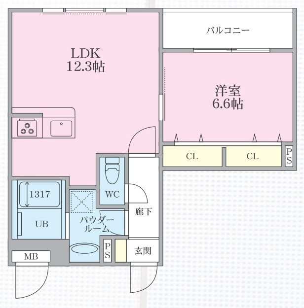 世田谷区経堂１丁目の賃貸マンションの間取り