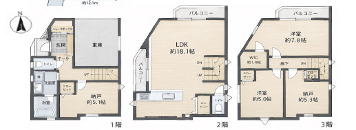 市川市新井1丁目中古戸建ての間取り