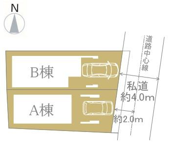 川崎市幸区紺屋町の新築一戸建の区画図|限定2棟の販売です！
お気軽にお問合せ下さい！