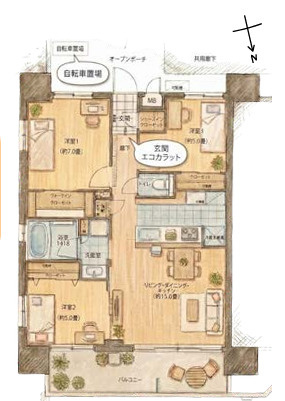 『八王子市マンション』ミオカステーロ八王子Ⅱ【仲介手数料無料】　八王子市八日町の間取り|～仲介手数料無料☆八王子ひなた不動産～ミオカステーロ八王子Ⅱ