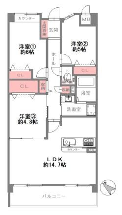 ステイツ香里ヶ丘　中古 マンションの間取り