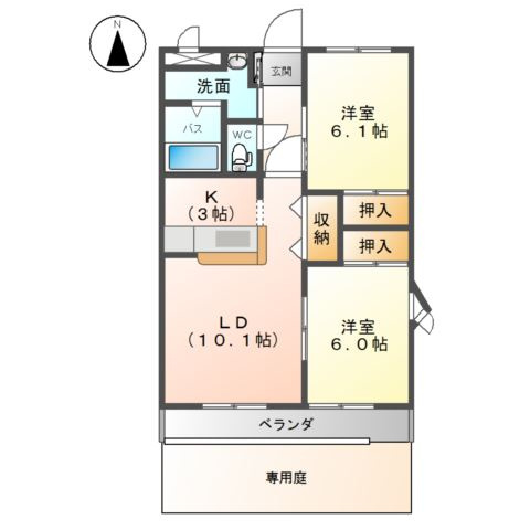 【間取り】 | サン・フォレスト花の木Ｂ