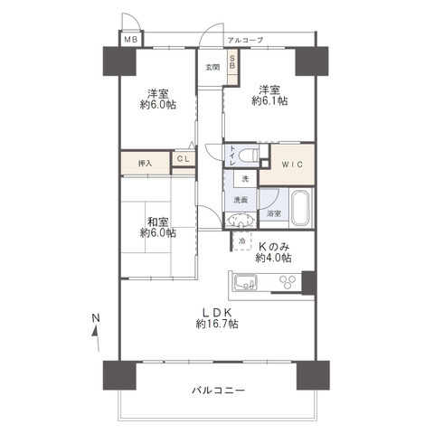 アルファステイツ上之町Ⅱの間取り