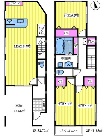 神戸市垂水区塩屋町の新築一戸建の間取り