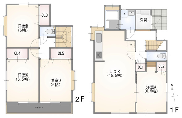 川越市府川　中古戸建の間取り
