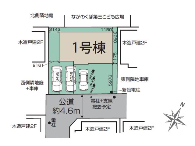 【区画図】 | 三芳町北永井　新築一戸建住宅　全1棟　(ふじみ野店) | 敷地50坪以上の整形地。3台以上のカースペースを確保したゆとりの敷地。