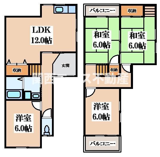 【間取り】 | 六万寺町１丁目貸家