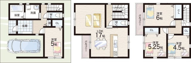 ◆東大阪市鷹殿町　第2期　新築一戸建ての間取り