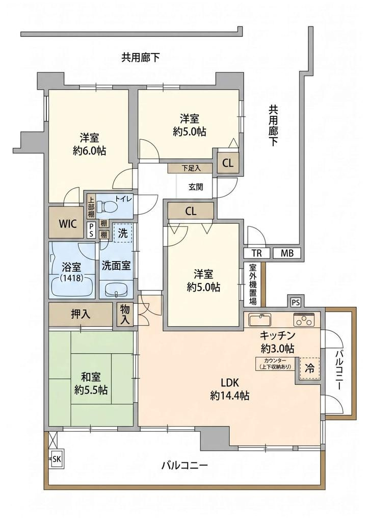 ルネサンスエア川越レジデンス　中古マンションの間取り