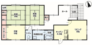 【間取り】 | KEM佐野市葛生西１期中古戸建 | 洋室も和室も揃ったゆったり3LDK♪水回りが集中して家事もラクラクです♪