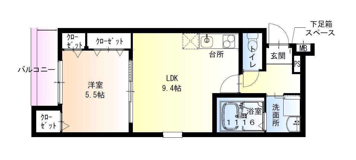 フジパレス羽衣駅南Ⅱ番館の間取り