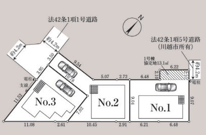 川越市大塚第7　全3棟　新築戸建　クレイドルガーデンの区画図