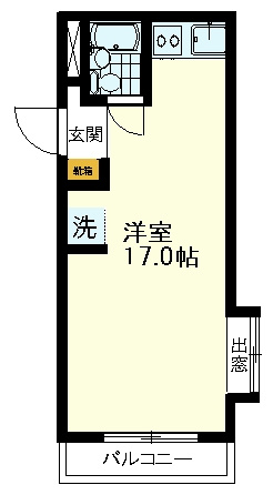 【間取り】 | ぐるめらんビル | ぐるめらんビル 、402号室、1Ｒ