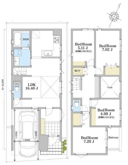 土手町1259②　新築一戸建て　02の間取り|【全2棟・2号棟】土手町1259②　新築一戸建て　02・4LDK・土地面積82.18m2・建物面積106.19m2