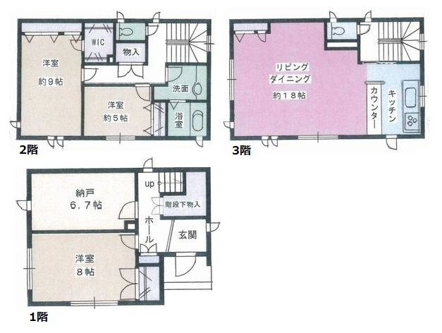 【間取り】 | 練馬区東大泉３丁目　中古戸建て | 3LDK＋S+屋上。全居室5帖以上のゆとりある住空間
