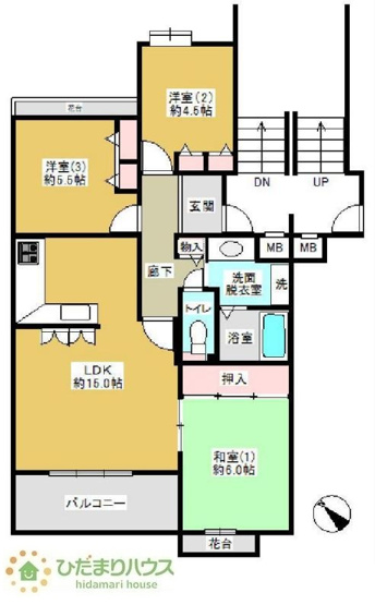 【間取り】 | グリーンプラザつくば並木 | 南西向きで陽当たり良好、明るく心地よい住空間。