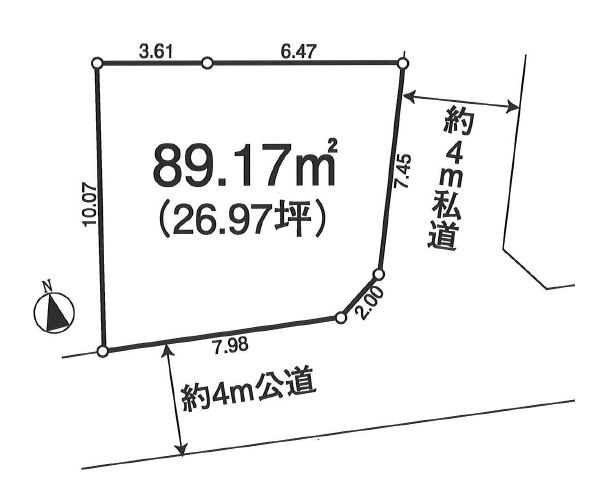 【土地図】 | 練馬区旭町２丁目　売地 | ２面道路に面した開放的な敷地。設計の幅が広がります