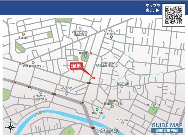 郡山市安積荒井3丁目　　　　１号棟　　　安積第１小学校、安積中学区の地図