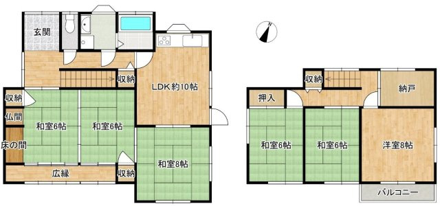 姫路市飾磨区西浜町3丁目　中古戸建の間取り|6SLDKです。