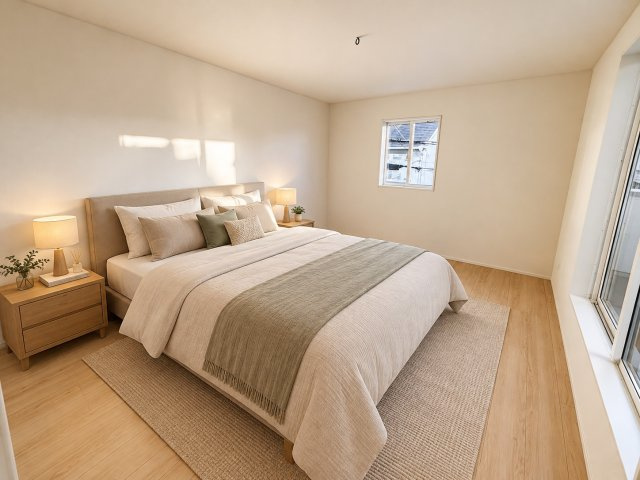 橿原市川西町第３　全１棟の洋室|広々とした明るい洋室です　クローゼット付き　※家具・小物はAIで配置しています