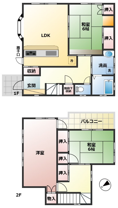 上尾市大字久保　中古一戸建ての間取り|対面キッチンでお料理中も家族と会話を楽しめます♪